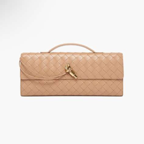 BelleLux Bottega Intrecciato Clutch – Beige