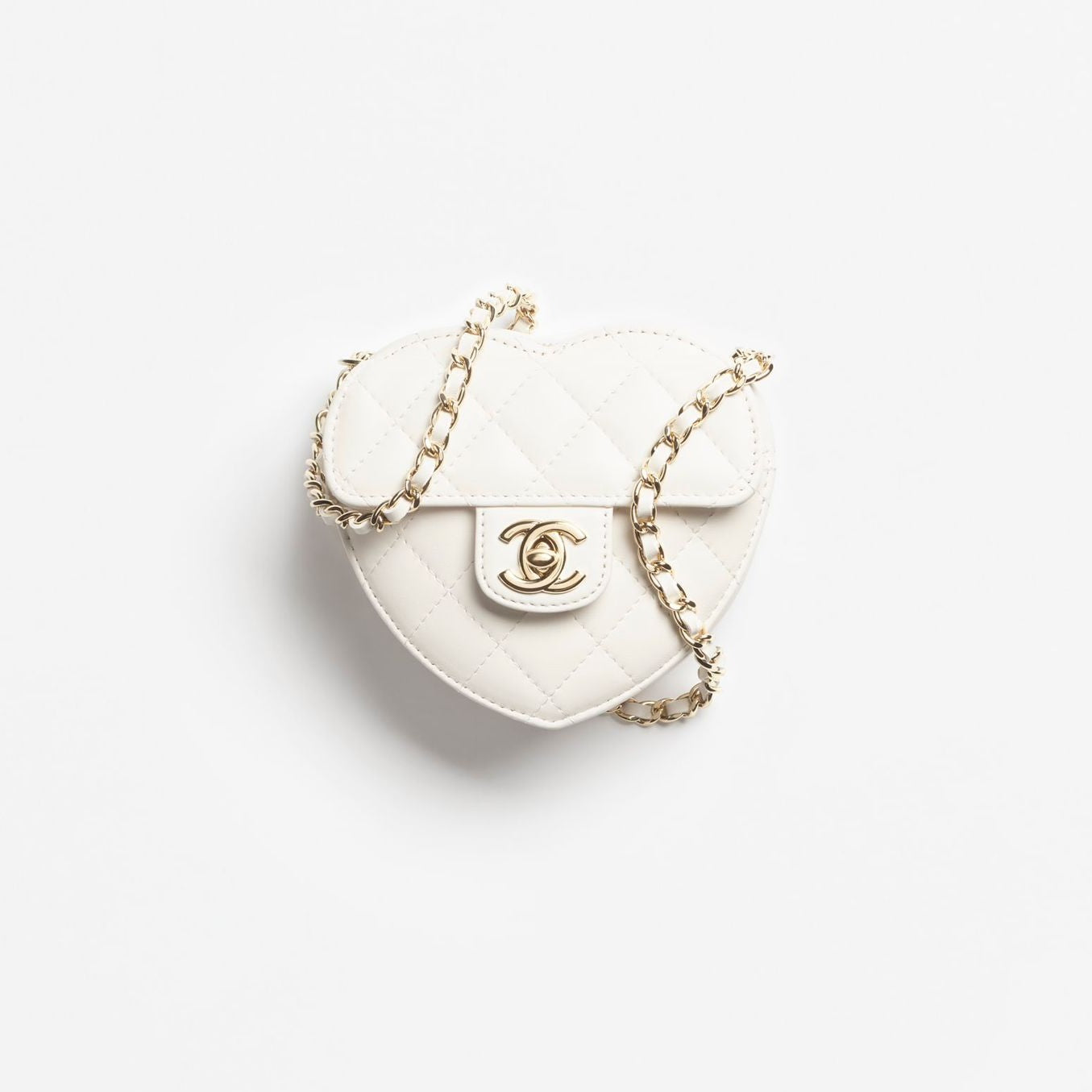 BelleLux Chanel Quilted Heart Bag – White